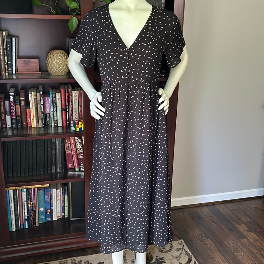 Madewell Flutter Sleeve Button Front Midi Dress W… - image 3